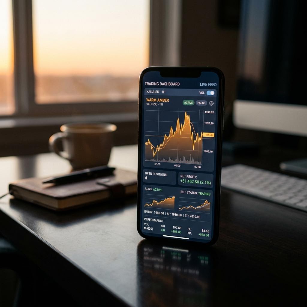 Panel de trading con IA de Dogreturn en smartphone